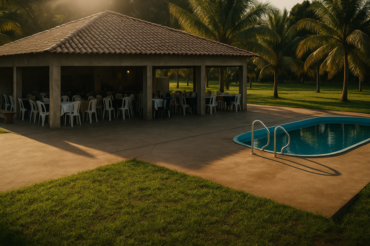 Recanto Suzuki - Área da piscina e salão